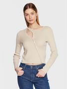 Swetry damskie - Calvin Klein Jeans Kardigan J20J220707 Beżowy Regular Fit - miniaturka - grafika 1