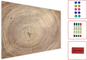 Biuro i firma OUTLET - OUTLET Tablica magnetyczna metalowa DREWNO PIEŃ SŁOJE 90x60cm MetalBoards blacha z nadrukiem na wszystkie rodzaje magnesów + zestaw akcesoriów GRATIS - miniaturka - grafika 1