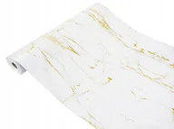 Tapety - Samoprzylepna Okleina Meblowa Marmur Biało-Złoty Na Szafę Regał Meble 90x50 - miniaturka - grafika 1