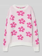 Swetry dla dziewczynek - Sweter z dzianiny o kroju regular fit ze wzorem w kwiaty model ‘NAJA’ - miniaturka - grafika 1