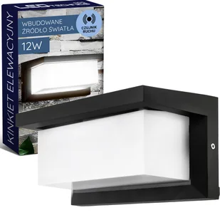 Lampa Elewacyjna Ogrodowa Kinkiet Zewnętrzny Modern 12W Led Czujnik Ruchu - Lampy ogrodowe - miniaturka - grafika 1