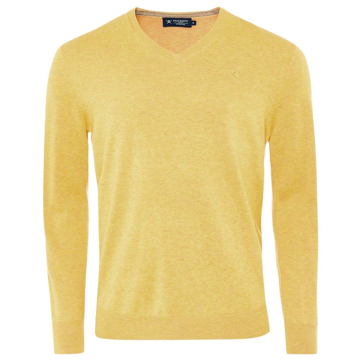 Sweter męski Hackett London V-Neck bawełna jedwab żółty-S