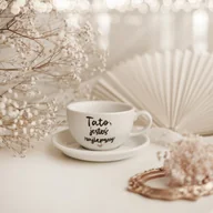 Filiżanki - Filiżanka 250 ml ze spodkiem - Tato jesteś wyjątkowy ZŁOTE SERCE - miniaturka - grafika 1