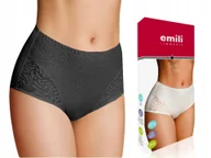 Majtki damskie - Emili Teri Wysokie Zdobione Figi Bawełna Czerń 2XL - miniaturka - grafika 1