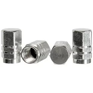 Nakrętki metalowe na wentyle, srebrne 4 szt. - Akcesoria motoryzacyjne - miniaturka - grafika 1