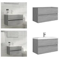 Szafki łazienkowe - vidaXL Szafka pod umywalkę Szara Sonoma 80x38,5x45 cm Materiał drewnopochodny - Szafka pod umywalkę - Szafki pod umywalkę - Szafka łazienkowa - Szafka podumywalkowa - miniaturka - grafika 1