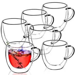 Filiżanka Szklanka Kubek Podwójne Szkło Uchem 6Szt - Szklanki Filiżanka Szklanka Kubek Podwójne Szkło Uchem 6Szt - Szklanki - miniaturka - grafika 2