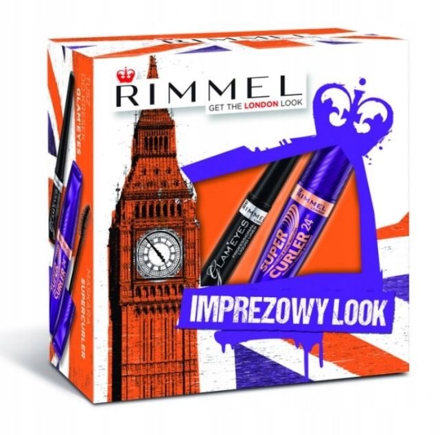 Rimmel Zestaw Glam Eyes Tusz do kresek + Super Curler 24h Tusz do rzęs