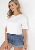 Koszulki i topy damskie - Biały Krótki T-shirt Oversize Lilu - miniaturka - grafika 1
