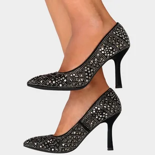 Szpilki z kryształkami - MENBUR 24682 CZARNE - Czółenka - miniaturka - grafika 12