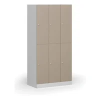 Szafki biurowe - Szafka ubraniowa ze schowkami, 6 schowków, 1850 x 900 x 500 mm, zamek cylindryczny, drzwi beżowe - miniaturka - grafika 1