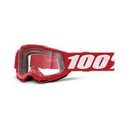 Gogle i okulary motocyklowe - 100Percent ACCURI 2 młodzieżowe gogle czerwone - przezroczyste soczewki - miniaturka - grafika 1