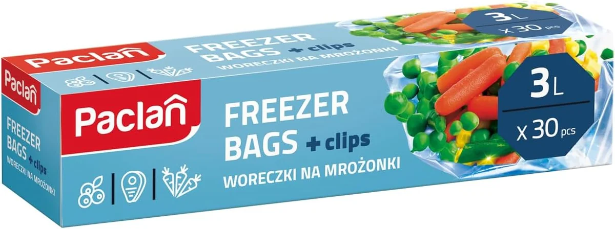 Worki do zamrażania Paclan 3 l, 30 sztuk, przezroczyste