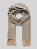 Apaszki i szaliki damskie - Szal z mieszanki wiskozy ze wzorem z logo i frędzlami - miniaturka - grafika 1