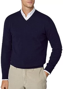 Hackett London Sweter męski Merino Cash Mix V, Niebieski (granatowy), XL - Swetry męskie - miniaturka - grafika 1