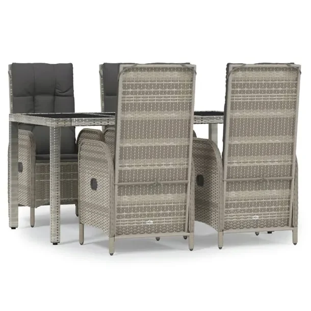 Zestaw mebli ogrodowych rattan PE szary z rozkładanymi fotelami 150 x 90 x