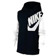 Bluzy damskie - Nike Chłopięce B Nsw bluza z kapturem dla dzieci zestaw z kapturem pełny zamek błyskawiczny Ls top Czarny/biały/czarny wrzosowy/(biały) XL - miniaturka - grafika 1