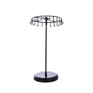 Biżuteria - akcesoria - Obrotowy stojak na biżuterię z czarnego metalu, 23 haki, wys. 36 x szer. 21 cm, wieża ekspozycyjna na biżuterię, stojak na naszyjniki - miniaturka - grafika 1