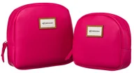 Kosmetyczki, organizery i kuferki - Kosmetyczka damska eko Rovicky zestaw saszetek na suwak pojemne organizery, różowy - miniaturka - grafika 1