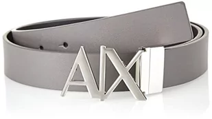 Armani Exchange Męskie dwukolorowe, pasek z logo, smoked PERAL/czarny, L - Paski - miniaturka - grafika 1