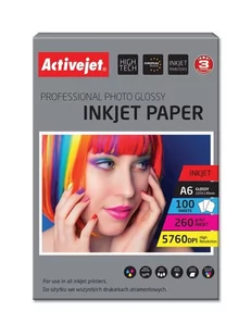 ActiveJet AP6-260GR100 Papier fotograficzny błyszczący żywicą powlekany A6 100 260g EX - Papier do drukarek - miniaturka - grafika 1