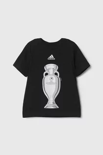 Koszulki dla chłopców - adidas Performance t-shirt bawełniany dziecięcy kolor czarny z nadrukiem - grafika 1