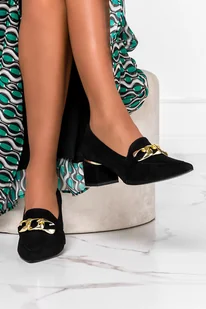 Czarne czółenka z łańcuchem na ozdobnym niskim obcasie POLSKA SKÓRA Casu 2385-39 - Czółenka Czarne czółenka z łańcuchem na ozdobnym niskim obcasie POLSKA SKÓRA Casu 2385-39 - Czółenka - miniaturka - grafika 1