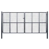 Ogrodzenia - Brama ogrodowa z siatki, galwanizowana stal, 400x175 cm, szara - miniaturka - grafika 1
