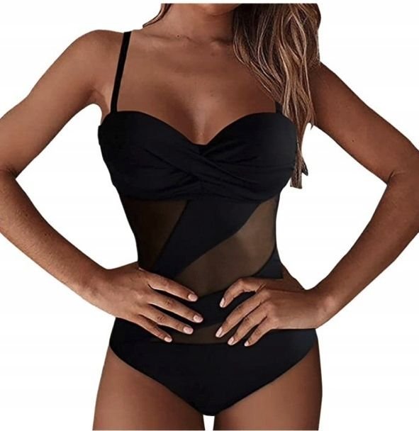 Strój Kąpielowy Jednoczęściowy Kostium Modelujący Czarny Black Xl