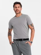 Koszulki męskie - Męski klasyczny bawełniany T-shirt BASIC - szary V3 OM-TSBS-0236 L - miniaturka - grafika 1