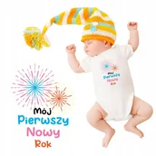 Body dla niemowląt - BODY NIEMOWLĘCE Dziecięce Białe Na Prezent MÓJ PIERWSZY NOWY ROK Wzory - 56 - miniaturka - grafika 1