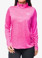 Bluzy sportowe damskie - Bluza damska Under Armour UA Tech Twist 1/2 Zip - rebel pink/white - miniaturka - grafika 1
