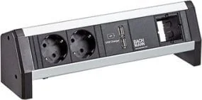 Bachmann BACHMANN DESK 2xCEE7/3 1xUSB Ładowarka i moduł niestandardowy - Gniazdka elektryczne - miniaturka - grafika 1