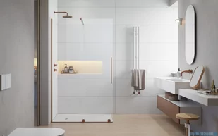 Radaway Furo Brushed Copper kabina Walk-in 130x200cm lewa szczotkowana miedź 10106688-93-01L/10110644-01-01 - Kabiny prysznicowe - miniaturka - grafika 3