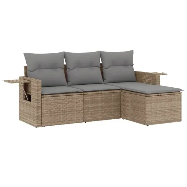 Zestaw mebli ogrodowych modułowych beżowy rattan PE 55 x 62 x 69 cm