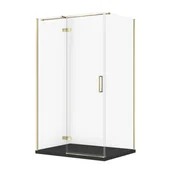 Kabiny prysznicowe - Kabina prysznicowa Cersanit Jota 120x90x195 prostokątna złoty transparentne z brodzikiem tako slim czarny mat S601-413 - miniaturka - grafika 1