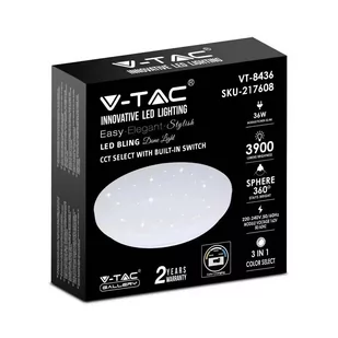 Plafon V-TAC 36W Gwiazdy Zmiana Koloru CCT fi.480 VT-8436 3000K-6400K 3900lm - Lampy sufitowe - miniaturka - grafika 3