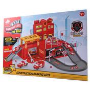 Zabawki konstrukcyjne - Garaż Straż Pożarna Remiza Strażacka Parking 4 Samochody Strażaków - miniaturka - grafika 1