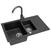 Zlewozmywaki z baterią - Alveus Zlewozmywak Rock 70 kol 91 Czarny + bateria Tonia - miniaturka - grafika 1