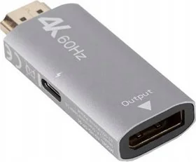 Adapter AV Lanberg Adapter Lanberg HDMI M -> Displayport F 4K srebrny - Złącza, przejściówki, adaptery - miniaturka - grafika 1