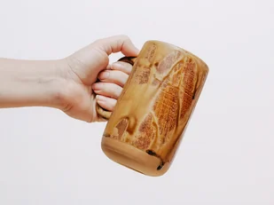 Kufel (500ml) - złoty liść - Kubki - miniaturka - grafika 1