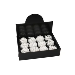 Zestaw bombek szklanych 8 cm biało-srebrny mix - Bombki - miniaturka - grafika 1