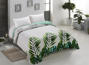 AmeliaHome AmeliaHome - Narzuta dwustronna Makia - Biało-Zielony 240x260 cm - Narzuty - miniaturka - grafika 1