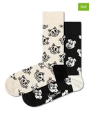 Skarpetki męskie - Happy Socks 2-częściowy zestaw prezentowy w kolorze kremowo-czarnym - miniaturka - grafika 1