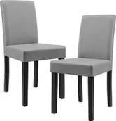 Krzesła - [en.casa] Zestaw 2 tapicerowanych krzeseł w kolorze jasnoszarym z nogami z litego drewna krzesła z imitacji skóry krzesło do jadalni krzesło kuchenne z wysokim oparciem - miniaturka - grafika 1