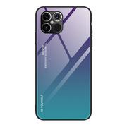 Etui i futerały do telefonów - Hurtel Gradient Glass etui pokrowiec nakładka ze szkła hartowanego iPhone 12 6,7'' zielono-fioletowy - miniaturka - grafika 1