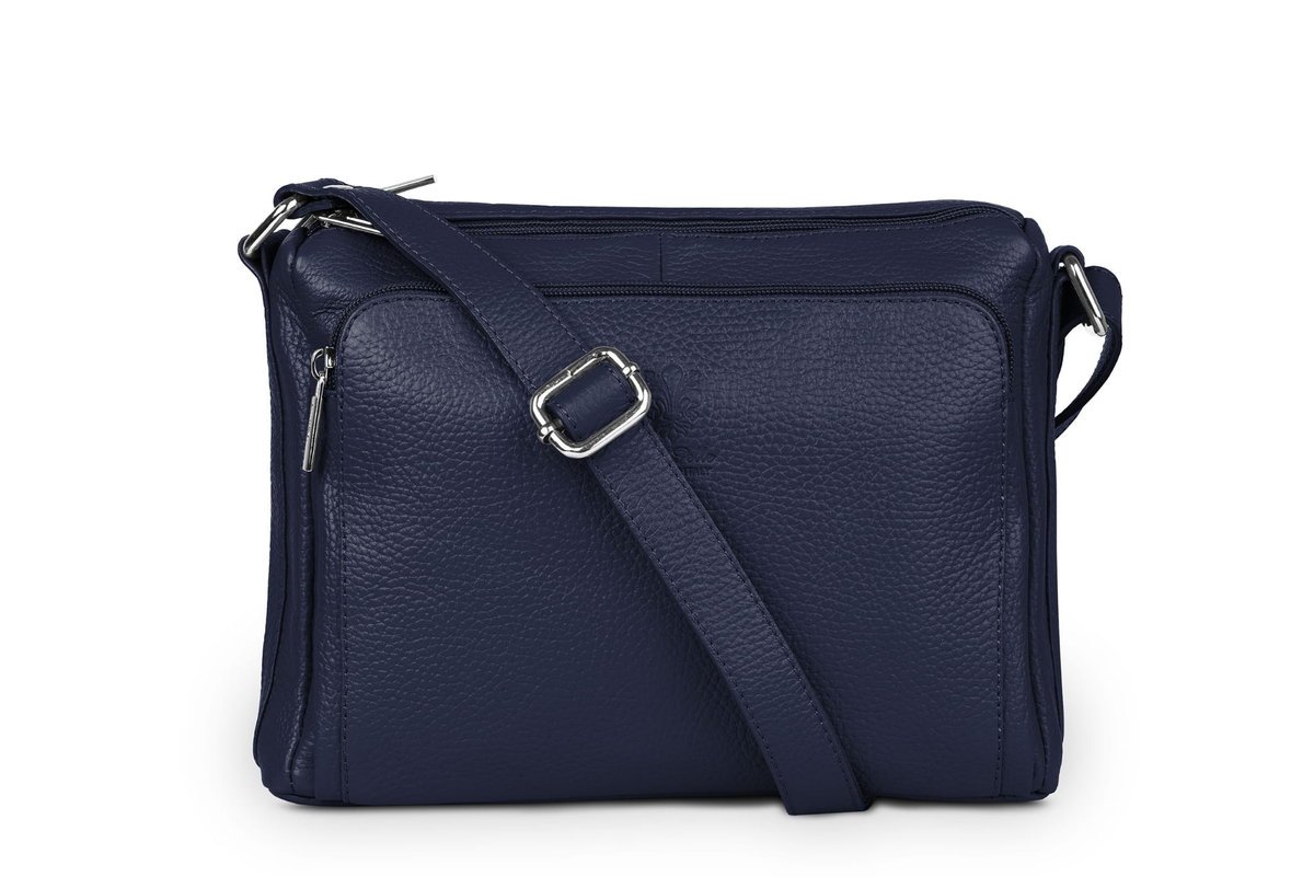 Torebka Skórzana Vera Pelle Antonio Granatowa