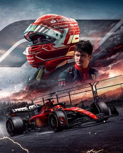 Naklejki na ścianę Charles Leclerc Ferrari Formuła 1 90x60 cm - Naklejki na ścianę - miniaturka - grafika 1