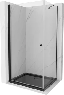 Mexen Pretoria kabina prysznicowa uchylna 90x120 cm, transparent, czarna + brodzik Flat, czarny - 852-090-120-70-00-4070B - Kabiny prysznicowe - miniaturka - grafika 1
