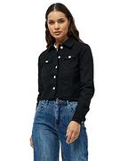 Kurtki damskie - Desires Damska kurtka Lola przycięta jeansowa czarna UK | kurtka jesienna rozmiar XS, Czarny, XS - miniaturka - grafika 1
